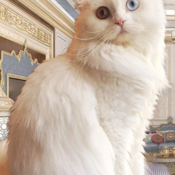 chat Highland Fold white IZZARA Paris Royal Cattery chat Highland Fold white IZZARA Paris Royal Cattery